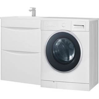 Тумба для комплекта Bellezza Олиссия 120 белая, под стиральную машину, 2 ящика