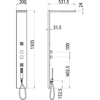 Душевая панель Bossini Manhattan Panel 4 Monocomando L00891 хром