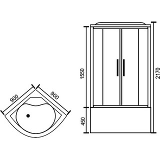 Душевая кабина Royal Bath RB 90BK2-T-CH