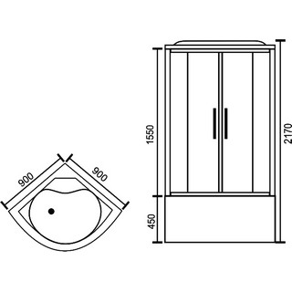 Душевая кабина Royal Bath RB90BK1-T-CH