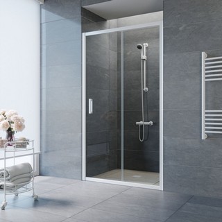 Душевая дверь в нишу Vegas Glass ZP NOVO 100 01 01 100 см, профиль белый, стекло прозрачное