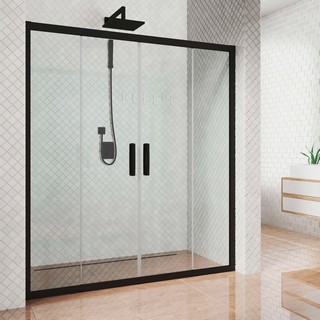 Душевая дверь в нишу Kubele DE019D4-CLN-BLMT 155 см, профиль матовый черный