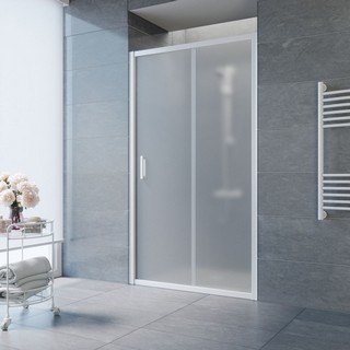 Душевая дверь в нишу Vegas Glass ZP NOVO 155 01 10 155 см, профиль белый, стекло сатин