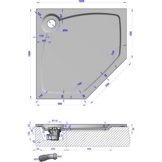 Поддон для душа GuteWetter Deluxe 100x100x2 P серый