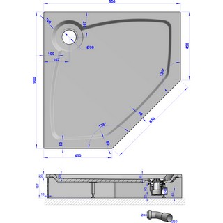 Поддон для душа GuteWetter Deluxe 90x90x16 P бежевый