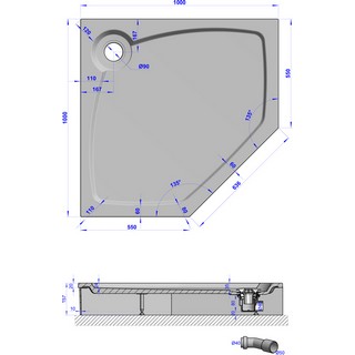 Поддон для душа GuteWetter Deluxe 100x100x16 P черный