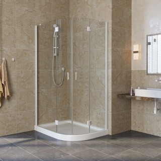Душевой уголок Vegas Glass AFS-F Lux 100*80 01 01 L профиль белый, стекло прозрачное