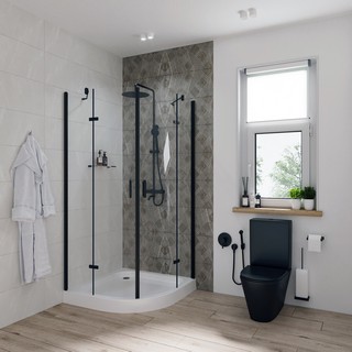 Душевой уголок Niagara Nova NG-6816-08 BLACK 100x100, четверть круга, черный
