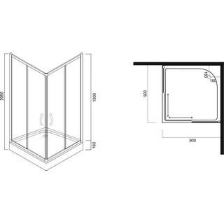 Душевой уголок Am.Pm Bliss L Square Slide 90x90