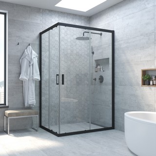 Душевой уголок Vegas Glass ZA-F Novo 120*110 02М 01 профиль черный матовый, стекло прозрачное
