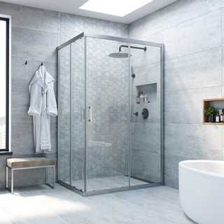 Душевой уголок Vegas Glass ZA-F Novo 120*90 07 01 профиль матовый хром, стекло прозрачное