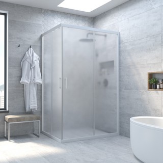 Душевой уголок Vegas Glass ZA-F Novo 120*90 01 10 профиль белый, стекло сатин