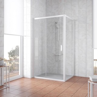 Душевой уголок Vegas Glass ZP+ZPV NOVO 100*80 01 01 профиль белый стекло прозрачное