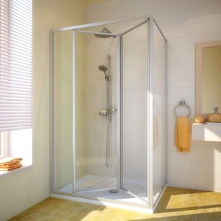 Душевой уголок GuteWetter Practic Rectan GK-404 левая 95x85 см стекло бесцветное, профиль матовый хром