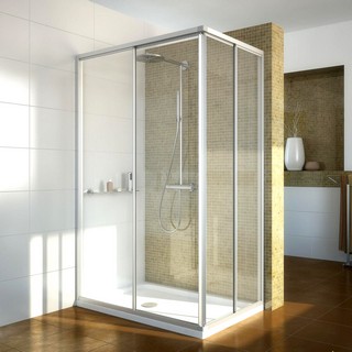 Душевой уголок GuteWetter Practic Rectan GK-422 левая 85x80 см стекло бесцветное, профиль матовый хром