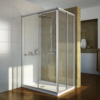 Душевой уголок GuteWetter Practic Rectan GK-422 левая 90x70 см стекло бесцветное, профиль матовый хром