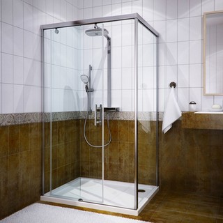 Душевой уголок GuteWetter Slide Rectan GK-863A левая 140x80 см стекло бесцветное, профиль хром