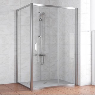 Душевой уголок Vegas Glass ZP+ZPV 140*80 08 01 профиль глянцевый хром, стекло прозрачное