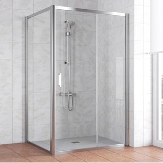 Душевой уголок Vegas Glass ZP+ZPV 120*100 08 01 профиль глянцевый хром, стекло прозрачное