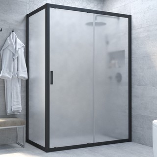 Душевой уголок Vegas Glass ZP+ZPV NOVO 120*80 02М 10 профиль черный матовый, стекло сатин