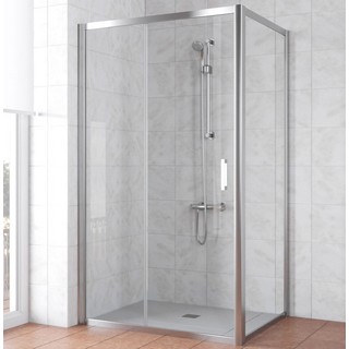 Душевой уголок Vegas Glass ZP+ZPV TUR NOVO 130*80 08 01 профиль глянцевый хром, стекло прозрачное