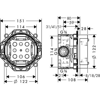 Монтажная коробка Hansgrohe Ibox Universal 01800180