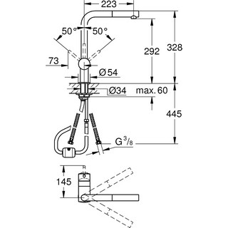 Комплект Grohe Minta 31573SD0 Мойка кухонная K500 31571SD0 + Смеситель Mint 32168000 для кухонной мойки