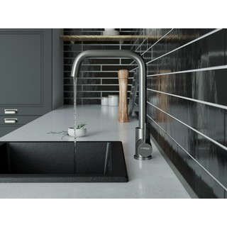 Комплект  Мойка кухонная Granula GR-4451 черный + Смеситель STWORKI by Damixa Stworki HSTW07100 для кухонной мойки, никель