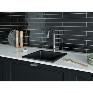 Комплект  Мойка кухонная Granula GR-4451 черный + Смеситель STWORKI by Damixa Stworki HSTW07200 для кухонной мойки, никель