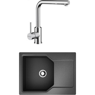 Комплект  Мойка кухонная Omoikiri Yonaka 65-BL черная + Смеситель Omoikiri Nakagawa 4994306 для кухонной мойки