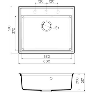 Комплект  Мойка кухонная Omoikiri Daisen 60-BL черная + Смеситель Omoikiri Shinagawa BL для кухонной мойки