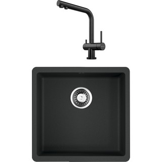 Комплект  Мойка кухонная Omoikiri Kata 44-U-BL черная + Смеситель Omoikiri Nagano PVD-GM для кухонной мойки