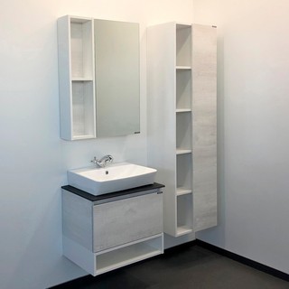 Мебель для ванной Comforty Прага 60 дуб белый, столешница антрацит