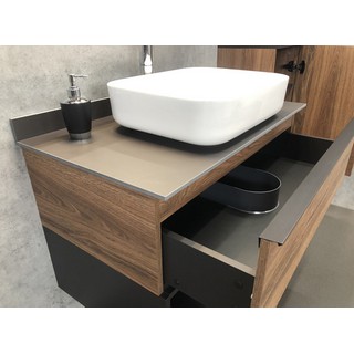 Тумба с раковиной Comforty Штутгарт 90, дуб тёмно-коричневый