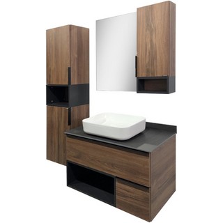 Тумба с раковиной Comforty Штутгарт 90, дуб тёмно-коричневый