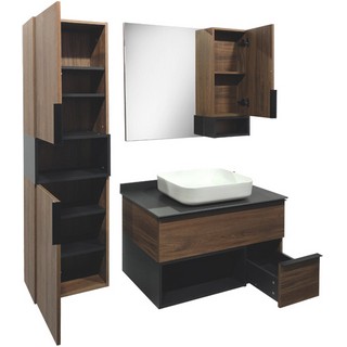 Тумба с раковиной Comforty Штутгарт 90, дуб тёмно-коричневый