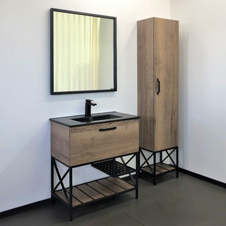 Тумба с раковиной Comforty Бредфорд 75 дуб темный