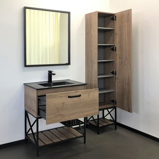 Тумба с раковиной Comforty Бредфорд 75 дуб темный