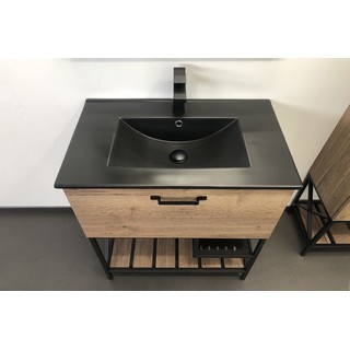 Тумба с раковиной Comforty Бредфорд 75 дуб темный