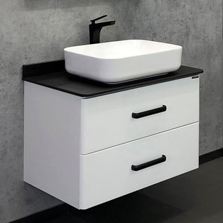 Тумба с раковиной Comforty Амстердам 75 с черной матовой столешницей