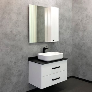 Тумба с раковиной Comforty Амстердам 75 с черной матовой столешницей