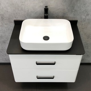 Тумба с раковиной Comforty Амстердам 75 с черной матовой столешницей