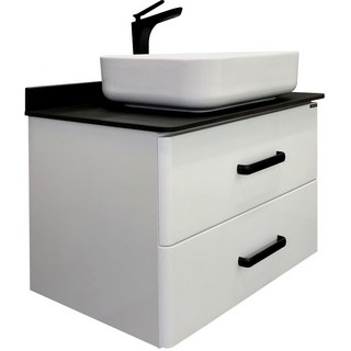Тумба с раковиной Comforty Амстердам 75 с черной матовой столешницей