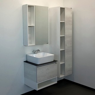 Тумба с раковиной Comforty Прага 60 00-00003478 дуб белый, столешница антрацит