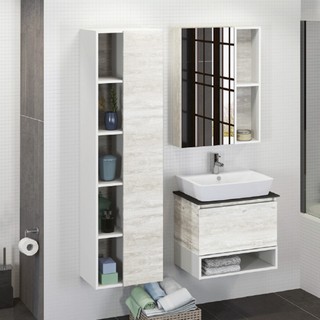 Тумба с раковиной Comforty Прага 60 00-00003465 дуб белый, столешница антрацит
