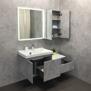 Тумба с раковиной Comforty Осло 80, подвесная, бетон светлый