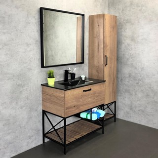 Тумба с раковиной Comforty Бредфорд 90 дуб темный