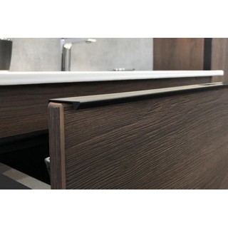 Тумба с раковиной Comforty Франкфурт 90, дуб шоколадно-коричневый, черная раковина