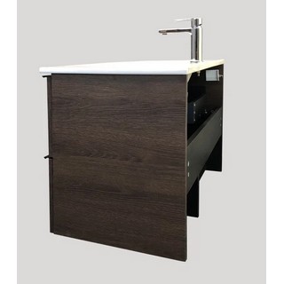 Тумба с раковиной Comforty Франкфурт 90, дуб шоколадно-коричневый, черная раковина