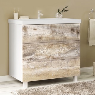 Тумба с раковиной Marka One Mix 80Н с 3 ящиками, бетон, push